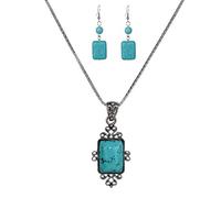 XJEIVJIC Pendientes de collar de estilo étnico Color de resina Color de color geométrico Juego de mujeres