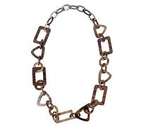 XJEIVJIC Women Long Choker Statement Necklace,Fashion Acrylic Pendants Collar Resin Buckle Chain,Handmade Fashion Hip Hop Sweater Decoration Q