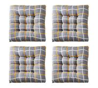 XJHKG Cojines Antideslizantes para Asiento de Cocina, Cojines Cuadrados para Silla de Comedor con Lazos, Juego de 4(B-11,40x40cm)