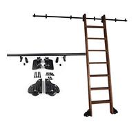 XJHOME Kit de hardware de escalera enrollable de biblioteca de hardware, pista/riel redondo con ruedas de rodillos de piso, acero de, 600 cm