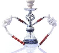 XJHYJS Shisha de cachimba, juego de cachimba de vidrio portátil, kit de cachimba de doble manguera de silicona tazón de cerámica, adecuado para familias, hoteles, bares, clubes