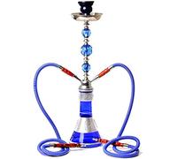 XJHYJS Shisha Set de cachimba de aluminio portátil, cuenco de cerámica doble manguera de silicona, como regalo para novio, padre, marido o amigos, azul