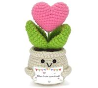 XJIANFU Un regalo para la madre/pareja de la abuela - una flor de punto con un mensaje de felicitación, como regalo de cumpleaños para la madre, la pareja o la grande (flor de corazón)