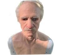 XJKLBYQ Máscara facial realista de Old Man, máscara de decoración de látex de Halloween, cabeza de costura de arrugas de cabeza espeluznante de espeluznante