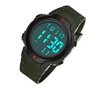 XJKLBYQ Reloj Impermeable, Relojes Digitales, Reloj Deportivo Digital para Hombres, Pantalla LED Impermeable Relojes Grandes para Hombres Verde