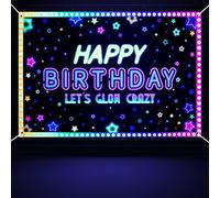 XJLANTTE Fondo de Cumpleaños de Neón Brillante - Pancarta de Fiesta Que Brilla en la Oscuridad Let's Glow Crazy - Fotografía y Cabina de Fotos, 180x120cm