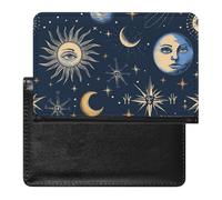 XJLAPWS Funda para Pasaporte Patrones De Sol Sky Stars Funda Porta Pasaporte De Cuero PU con Ranura para Tarjetas