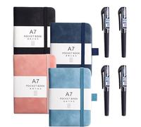 XJLyaya 4 Piezas Cuadernos de Bolsillo A7, Libreta Personalizada, Libretas Pequeñas, Cuaderno de Bolsillo con Bolígrafo y Portalápices, Ideal para Material de Trabajo y Estudio