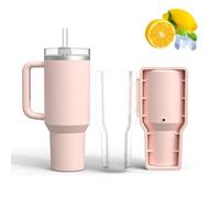 XJLyaya Hielo, Cubiteras Para Hielo, Stanley Cup Accesorios, Ice Cube Tray, Molde de Silicona Para Hielo con Tapa, Adecuado Para Tazas Stanley de 20-40 oz, Café, Integrado (B)