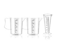 XJLyaya Vaso Medidor, 3 Pcs Measuring Cups, Jarra Medidora Plastico, Vaso Medidor Batidora, Vaso Medidora de Plástico de 200 Ml Con Asa, Apto Para Laboratorio, Detergentes, Repostería y Cocina
