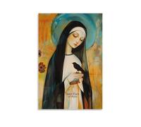 XJmoney Cuadro de Santa Clara de Asís en lienzo para sala de estar, dormitorio, 20 x 30 cm, obra de arte en lienzo para pared