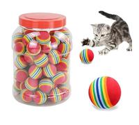 XJPXFQ 1 bola interactiva de juguete para gatos de EVA arcoíris, para jugar a perros y gatos, sonajero masticable, bolas de entrenamiento para mascotas (42 mm)
