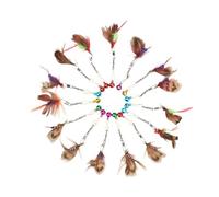 XJPXFQ 15 piezas/30 piezas interactivas de plumas de insectos pequeños para gatos, varita de repuesto para gatos, accesorio de juguete para mascotas (15 piezas de color aleatorio)