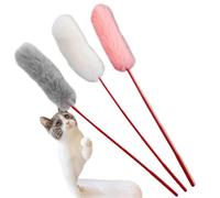 XJPXFQ 3/1 Piezas de Palo de Gato de Color Aleatorio con pompón de Piel sintética de Peluche for Mascotas, Palo Interactivo for Gatos, Juguetes de Entrenamiento, Suministros for Mascotas(3PCS)