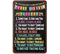 XJPXFQ Cartel de metal vintage con texto en inglés "A List of Things To Say In Here Stays In Here Unless Someone Is Hurting You", póster de pared de 8 x 12 pulgadas
