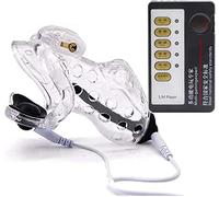 XJPXFQ Jaula de plástico for pene de descarga eléctrica con tapón for pene y 4 anillos for pene, jaula de castidad, jaula for pene de castidad, cinturón de castidad, jaula for pene, juguete sexual de