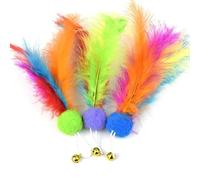 XJPXFQ Juguete de Bola de arcoíris for Gatos, Palo de Rayas for Gatos, Cabezal de Repuesto, Accesorios de Plumas, Campana for atrapar, Juego Interactivo, Suministros for Mascotas(1-3)