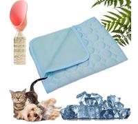 XJQ Alfombrilla para Perros, Cojin Perro Refrescante PortáTil, Alfombrillas Plegable Autorefrigerante De Seda De Hielo, Autorefrigerante (Azul Claro,50 * 40cm)