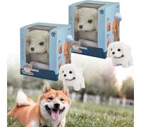 XJQ My Realistic Robot Puppy Dog for Adults, Robot Dogs That Act Like Real Dogs, Robotic Puppy Walks, Creative Simulation Pet Plush Toys Suitable for Holiday Present (2PCS*White)
