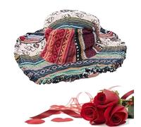 XJQ Patchwork Multicolored Mushroom Hemp Hat with Hidden Pocket Fedorahats, Patchwork Mushroom Hat for Women Men (1pcs)