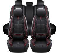 XJQHK Coche Juegos Cubre Asientos Cuero para Vauxhall Zafira A/Zafira B/Zafira B ecoFLEX/Zafira C Tourer, 5 Plazas Fundas de Asiento Todo Clima Impermeables Funda Protectora Asientos,E-Black+Red
