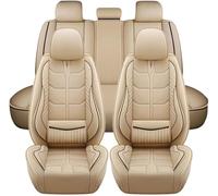 XJQHK Coche Juegos Cubre Asientos Cuero para VW Polo V GTI 2012 2013 2014 2015 2016 2017, 5 Plazas Fundas de Asiento Todo Clima Impermeables Funda Protectora Asientos,A-Beige