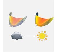 XJQHK Lente de Visera Casco de Motocicleta para HJC Rpha 11 HJ-26, UV Antivaho Visera de Lente Casco Accesorios Cascos de Moto,Normal-B Photochromic Revo Red