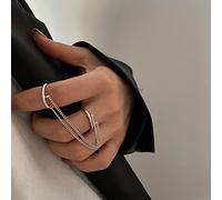 XJruixi 925 Stamp Double Layer Rings for Women Couple Accessories New Trend Hip Hop Vintage Tassel Chain Party Jewelry