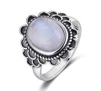 XJruixi Anillos de Piedra Lunar Natural para Hombres y Mujeres Anillo de joyería de Plata esterlina 925 con Piedras Grandes 11x17MM Piedras Preciosas ovaladas Regalos al por Mayor