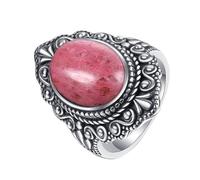XJruixi Anillos de Plata de Ley 925 con rodocrosita Natural romántico Retro para Mujer, Piedra, Regalos de Boda y cumpleaños, joyería Fina