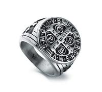 XJruixi Christianity Jesus Exorcism Cross Ring Black/Gold/Silver Color Stainless Steel CSPB CSSML NDSMD Saint Benedict of Nursia Ring