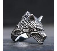 XJruixi Cool 316L Stainless Steel Viking Wolf Ring Men's Biker Wolf Head Animal Ring Nordic Amulet Jewelry Drop Shipping Size 7-13