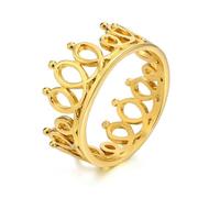 XJruixi Gold Color Stainless Steel Crown Ring Fashion Luxury Ring Stainless Steel Women's Jewelry