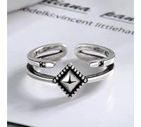 XJruixi Minimalist 925 Stamp Rings Personality Jewelry Vintage Punk Square Geometry Party Accessories Gift