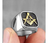 XJruixi Retro Freemason Symbol Simple Charm Stainless Steel Mens Rings Masonic Templar for Male Biker Jewelry Creativity Gift Wholesale