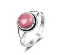 XJruixi Romántico Rodocrosita Natural 925 Plata de Ley Fiesta de Boda de Lujo Regalo de Aniversario Anillo Redondo Ojo de Tigre Retro para Mujeres