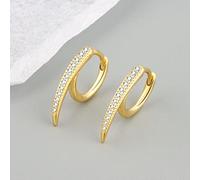 XJruixi Silver Color Hoop Earrings Elegant Accessories Sparkling Zircon Earrings For Girl Women Fashion Exquisite Party Accessories