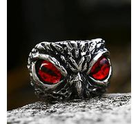 XJruixi Simple Cute Pet Owl Yellow/Green/Red Eyes Ring For Men Women 316L Stainless Steel Rings Fashion Jewelry Gifts Wholesale
