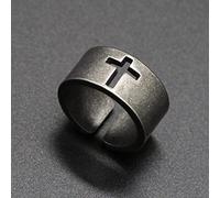 XJruixi Simple Steel Color Stainless Steel Cross Ring Punk Christian Ring For Men Fashion Jewelry Best Gift For Friend