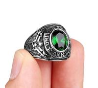 XJruixi Stainless Steel Men Rings Rhinestone United States Army Punk Hip Hop for Biker Male Boyfriend Jewelry Creativity Gift Wholesale