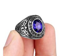 XJruixi Stainless Steel Men Rings Rhinestone United States Army Punk Hip Hop for Biker Male Boyfriend Jewelry Creativity Gift Wholesale