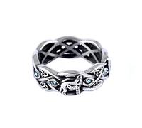 XJruixi Viking Nordic Mythology Giant Wolf Ring For Men Women Punk Blue Eyes Stone Animal Rings Retro Fashion Jewelry Gift FreeShipping