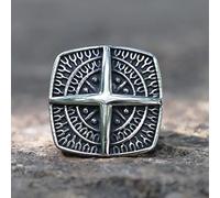 XJruixi Vintage Men's Viking Compass Ring Solid 316L Stainless Steel Punk Rock Cross Ring Unique Male Hip Hop Biker Jewelry Wholesale