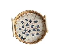 XJSDI 1/3 piezas de 22-28 x 3/4 cm de ratán natural/concha redonda de canasta de frutas cuencos decorativos tejidos a mano cestas de almacenamiento organizador de mimbre para comedor