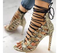 XJST Sandalias De Tacón De Mujer Tirasas, Tacones Altos De Stiletto Sexy, Sandalia De Tiras, Zapatos De Punta Abierta Puntiaguda Tacones,Amarillo,37