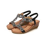 XJST Sandalias De Verano para Mujer, Casual Cómodo Tobillo Correa De Tobillo Plataforma Al Aire Libre Sandalia, No Resbalón, Ligero, Transpirable Fácil De Usar Despegar,Negro,35
