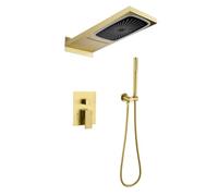 XJTNLB Columna Ducha Led Conjunto Ducha Cascada Empotradas Oro Cepillado