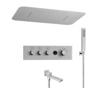 XJTNLB Conjunto Ducha Cascada Cepillado Duchas de Baño Efecto Lluvia con Caño Giratoria Columna Ducha Termostatica con Pantalla Digital