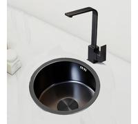 XJTNLB Fregadero Cocina Redondo 1 Seno Negro Fregadero Acero Inoxidable Fregaderos Pequeños