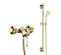 XJTNLB Griferia Bañera Vintage Grifo Ducha Monomando Barra de Ducha Pared con Alcachofa Grifos Duchas de Baño Oro